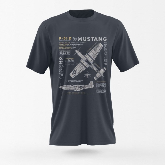P-51-Mustang-T-Shirt-Vintage-Aviator-Style