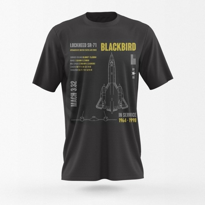 sr 71 blackbird t shirt Black