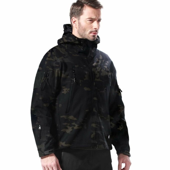 Black multicam softshell jacket