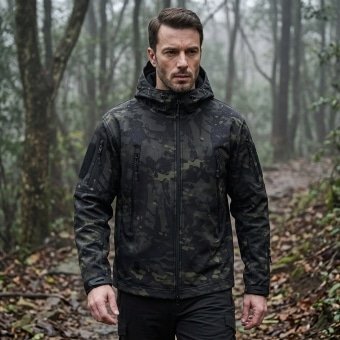 Black multicam softshell jacket “Veter”