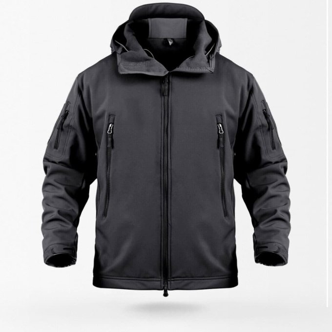 black tactical softshell jacket