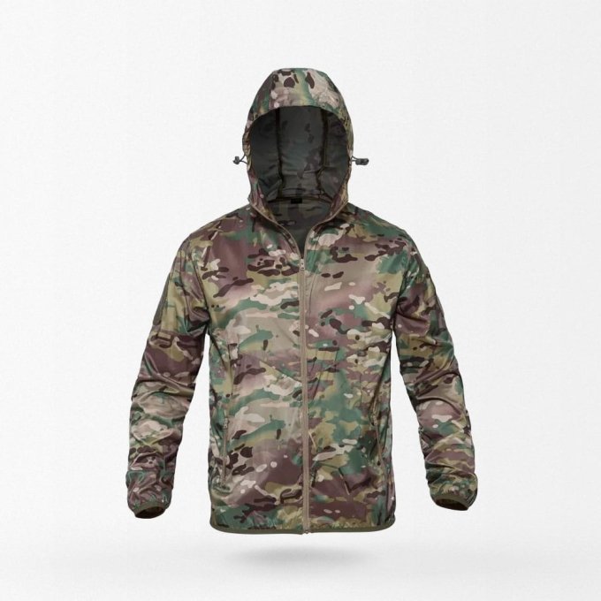 Camouflage rain jacket with hood "TB" Multicam