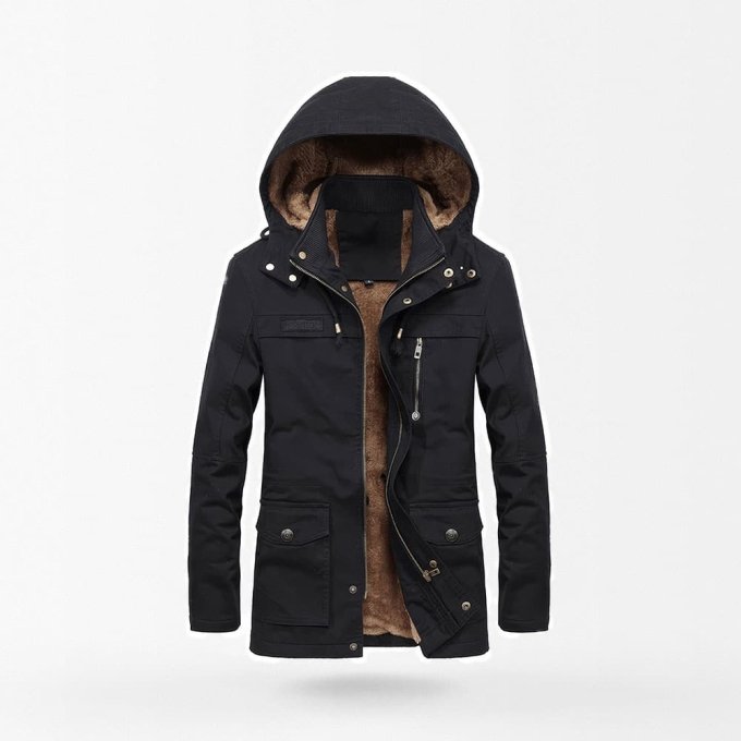 fur lined army parka Black