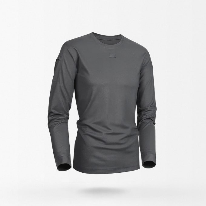 grey long sleeve shirt