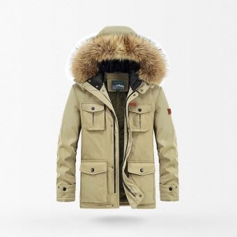 military parka jacket with fleece Beige