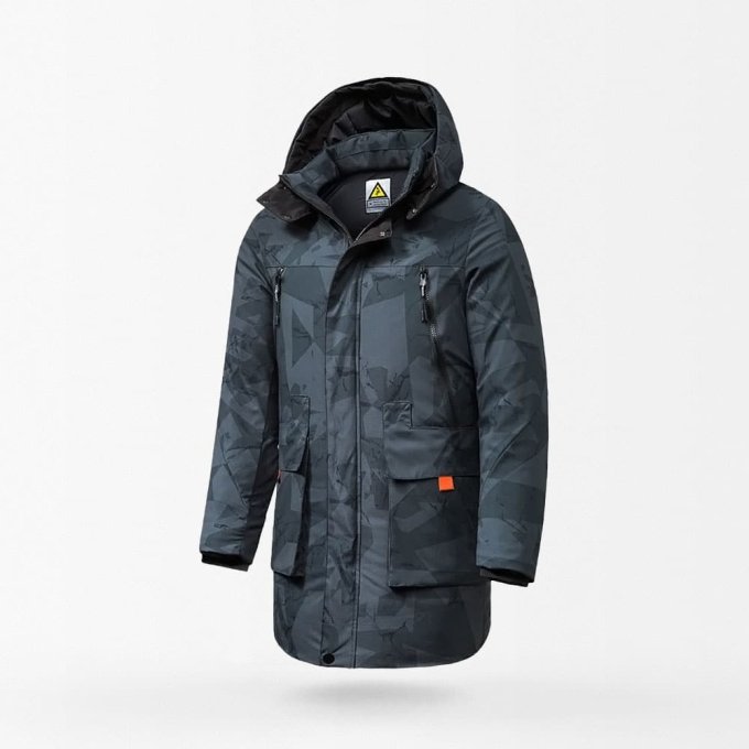military parka jacket with hood Black Camo