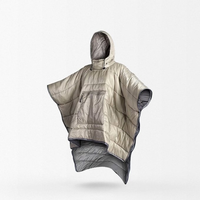 military warm poncho beige