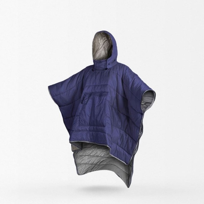 military warm poncho navy blue