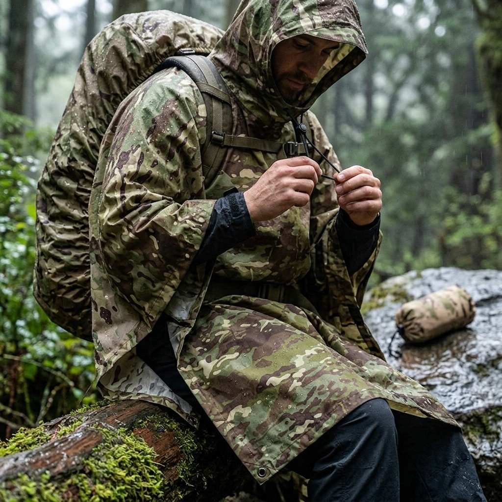 Multicam Tropic rain poncho