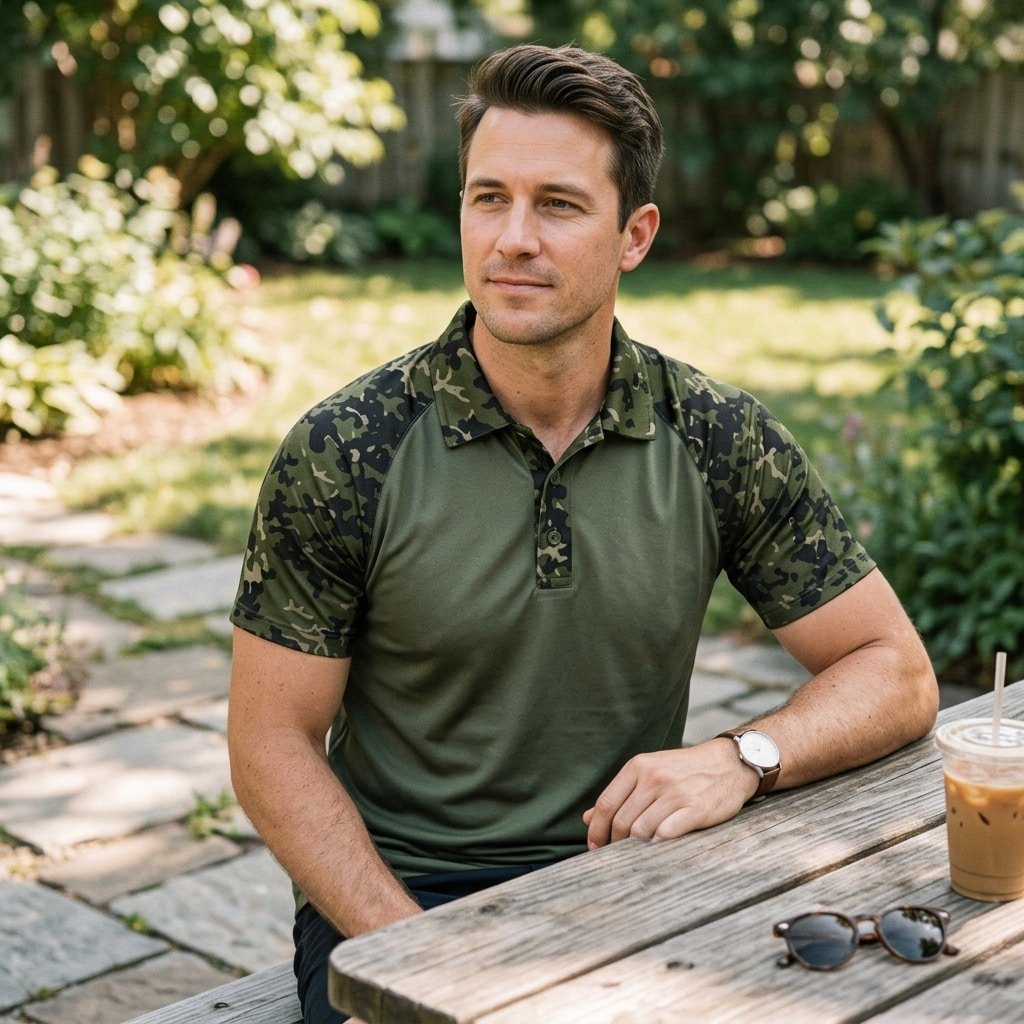 Camo polo shirts for men