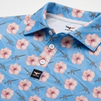 Hawaiian shirt guns and flowers