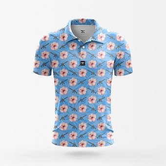 hawaiian shirt guns and flowers