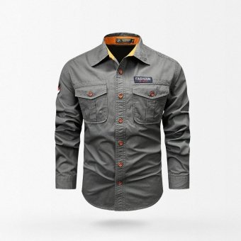mens button up camo shirt Grey