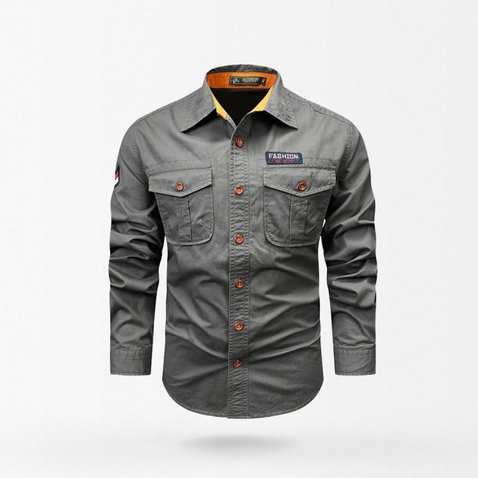 mens button up camo shirt Grey