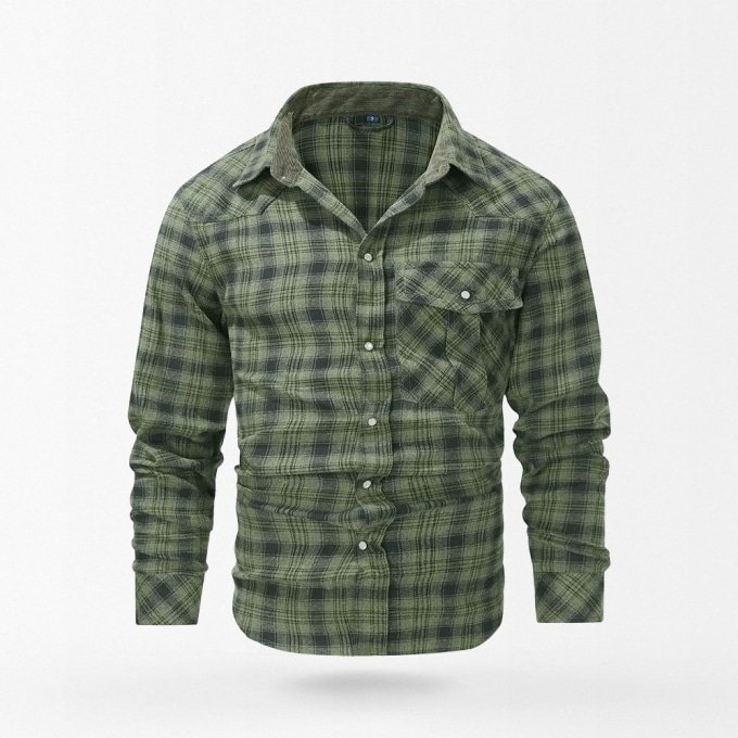 military flannel shirt with pocket OD Green