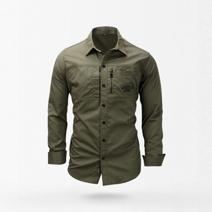 military vintage button up shirt OD Green