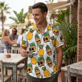 Pineapple skull hawaiian shirt