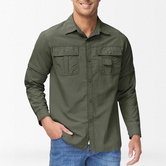 tactical button up shirt with uv protection OD Green