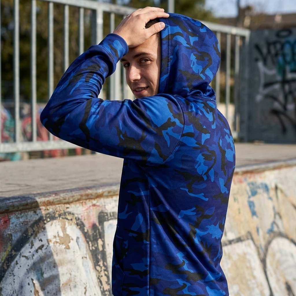 Dark blue camo hoodie
