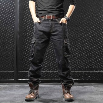 military cargo jeans for men Black