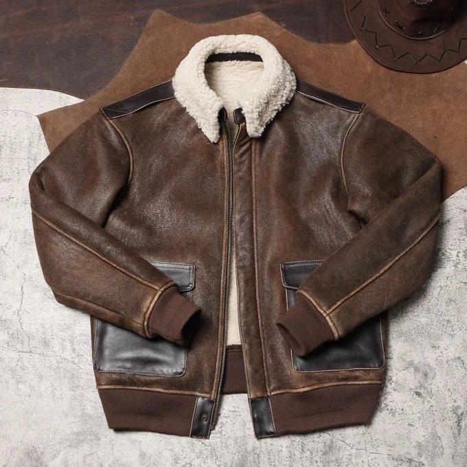A2 Bomber Leather Jacket Brown