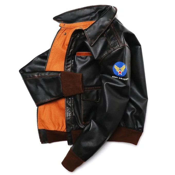 A2 Leather Bomber Jacket with ARMY AIR CORPS Patch