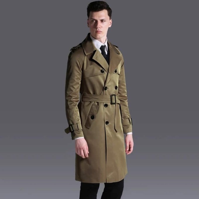 Belted military style trench coat Khaki