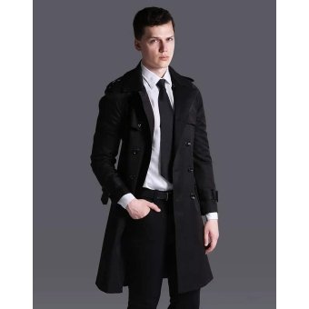 Belted military style trench coat Black