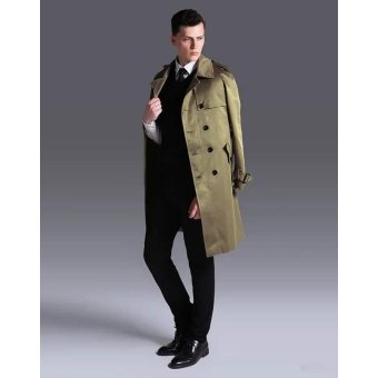 Belted military style trench coat Black|Khaki