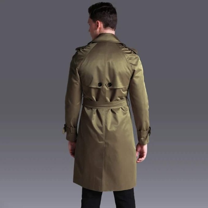 Belted military style trench coat Black|Khaki
