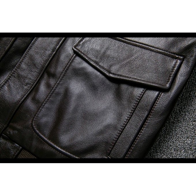 Brown B-3 Leather Bomber Jacket with Fur Collar