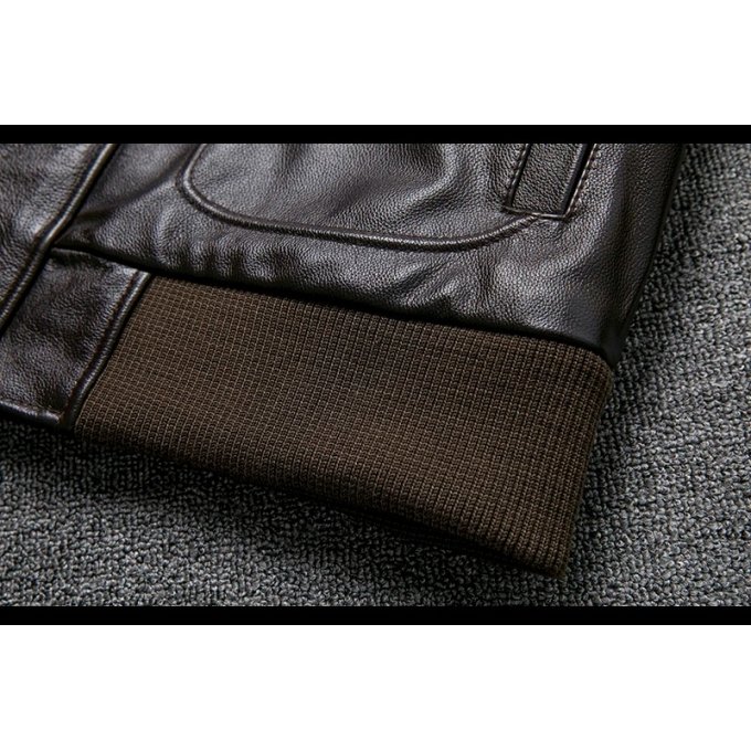 Brown B-3 Leather Bomber Jacket with Fur Collar