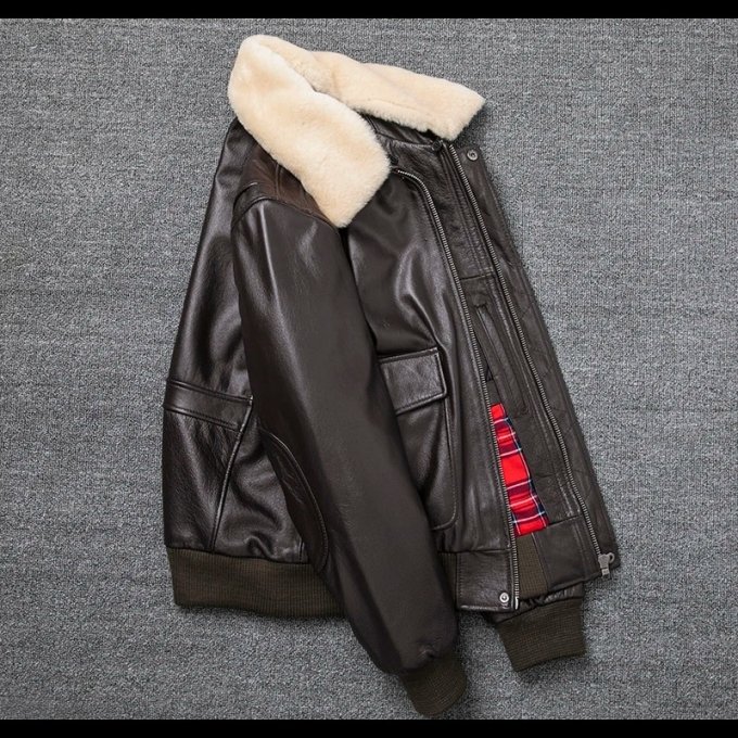 Flight jacket B3 with fur collar Brown