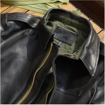 Type a2 leather flight jacket olive lining
