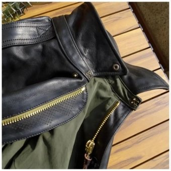 Type a2 leather flight jacket olive lining