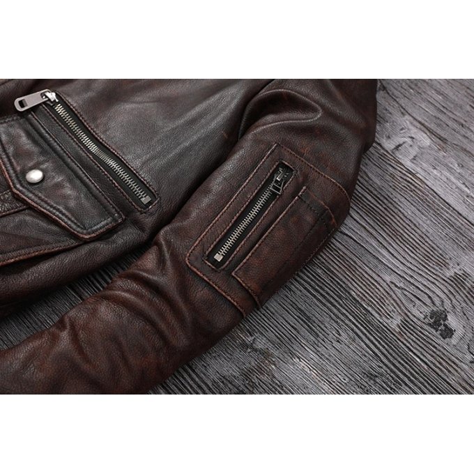 Copersian Leather Bomber Jacket