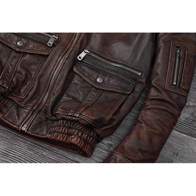 Copersian Leather Bomber Jacket