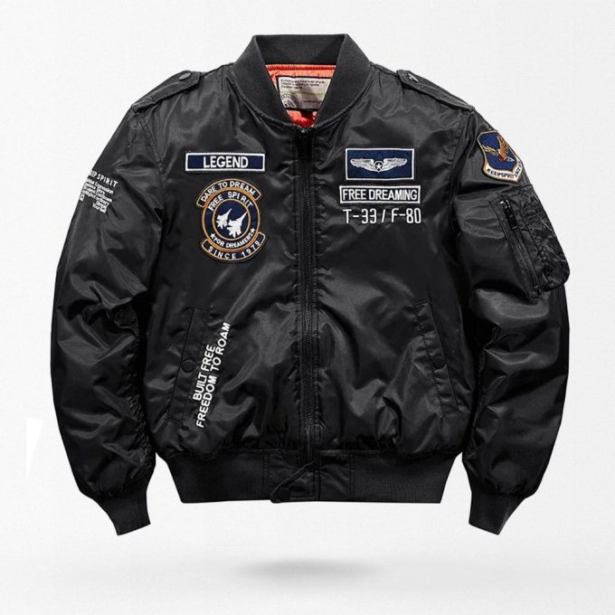 MA-1 flight jacket with patches Black