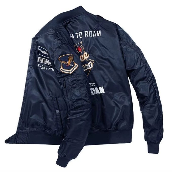 MA-1 flight jacket with patches Navy Blue - Image 3