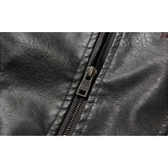 Men's Slim Fit Leather Bomber Jacket Black|Brown|Grey