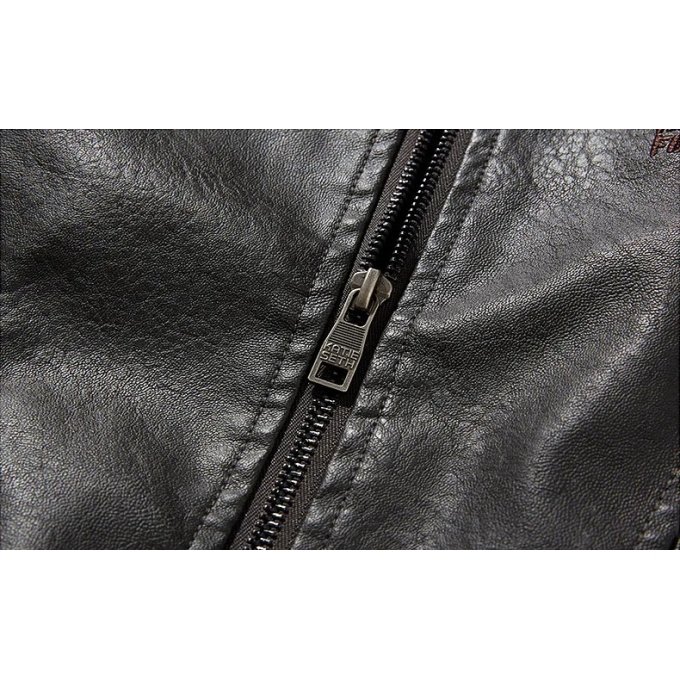 Men's Slim Fit Leather Bomber Jacket Black|Brown|Grey