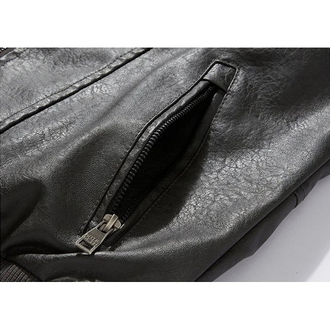 Men's Slim Fit Leather Bomber Jacket Black|Brown|Grey