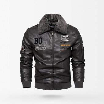 Men's Slim Fit Leather Bomber Jacket Black|Brown|Grey