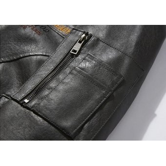 Men's Slim Fit Leather Bomber Jacket Black|Brown|Grey