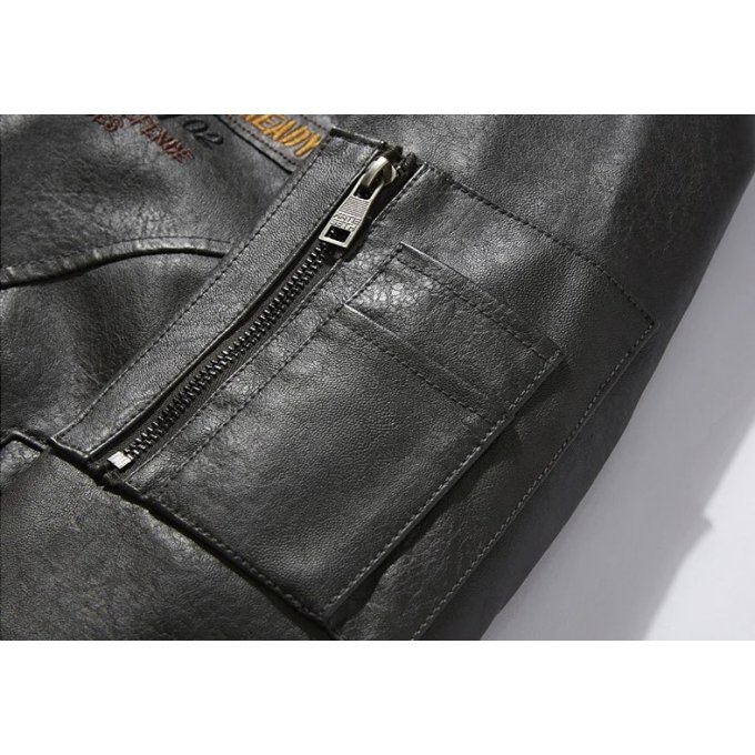 Men's Slim Fit Leather Bomber Jacket Black|Brown|Grey