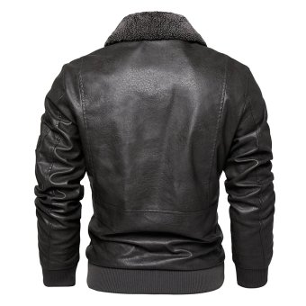 Men's Slim Fit Leather Bomber Jacket Black|Brown|Grey