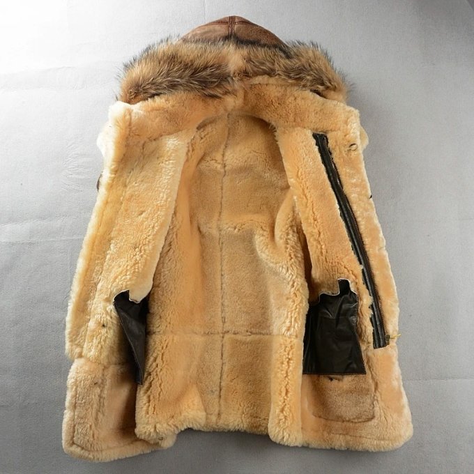 Men's military style sheepskin coat