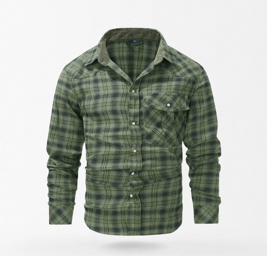 Military style flannel shirt with pockets