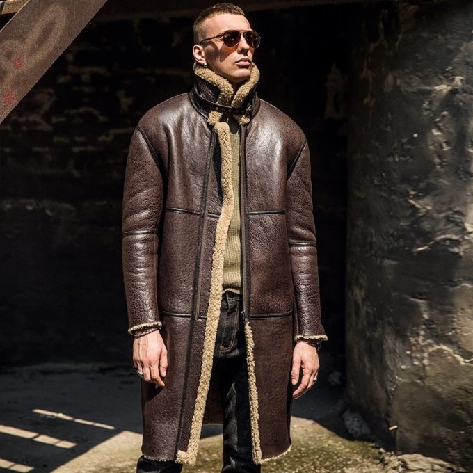 Military shearling coat