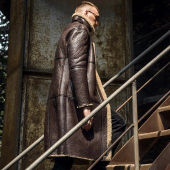 Military shearling coat
